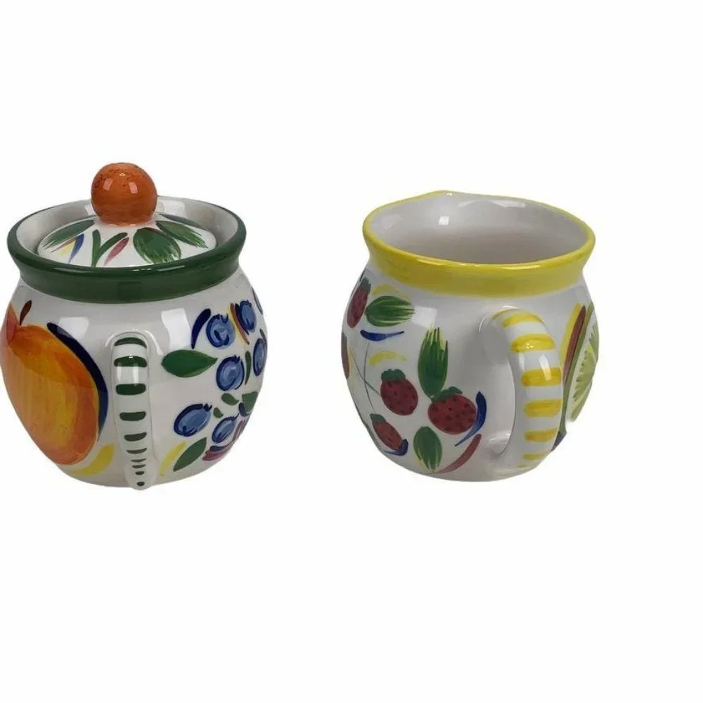 Sparta Group Handpainted Cream & Sugar Bowl‎ w/ Lid